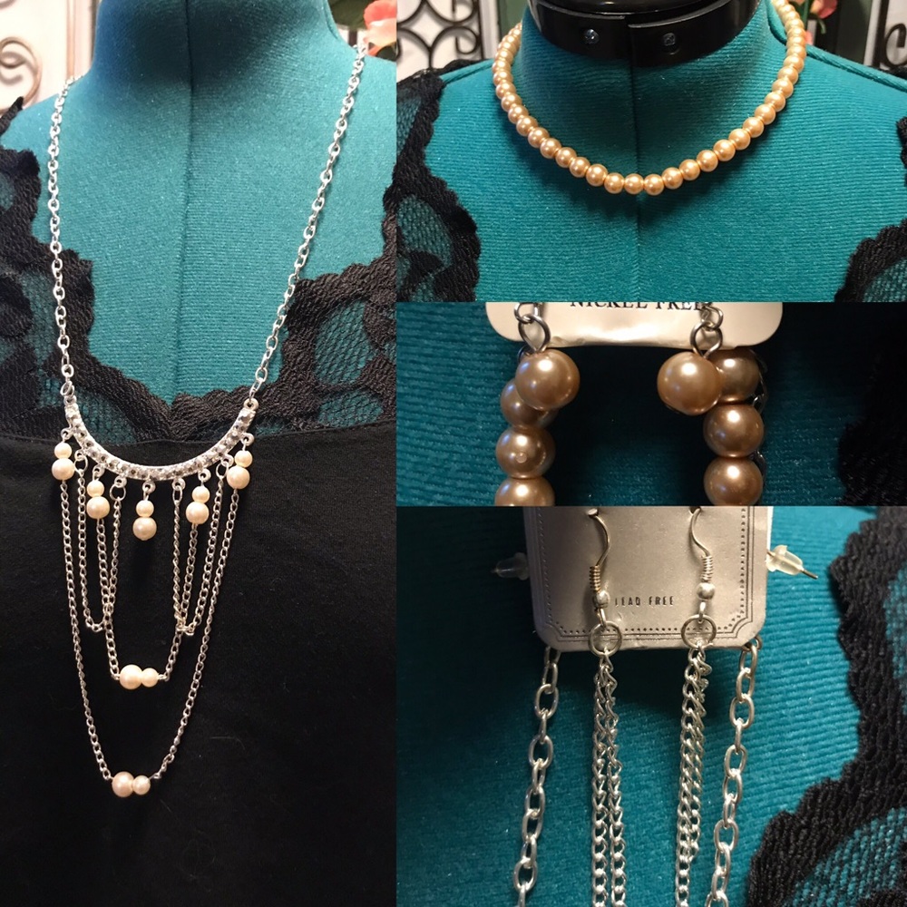 2 Necklaces and earrings sets buy two for the price of one.